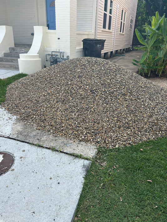 Bulk 3/4 inch river gravel delivered by the ton on the Mississippi Gulf Coast